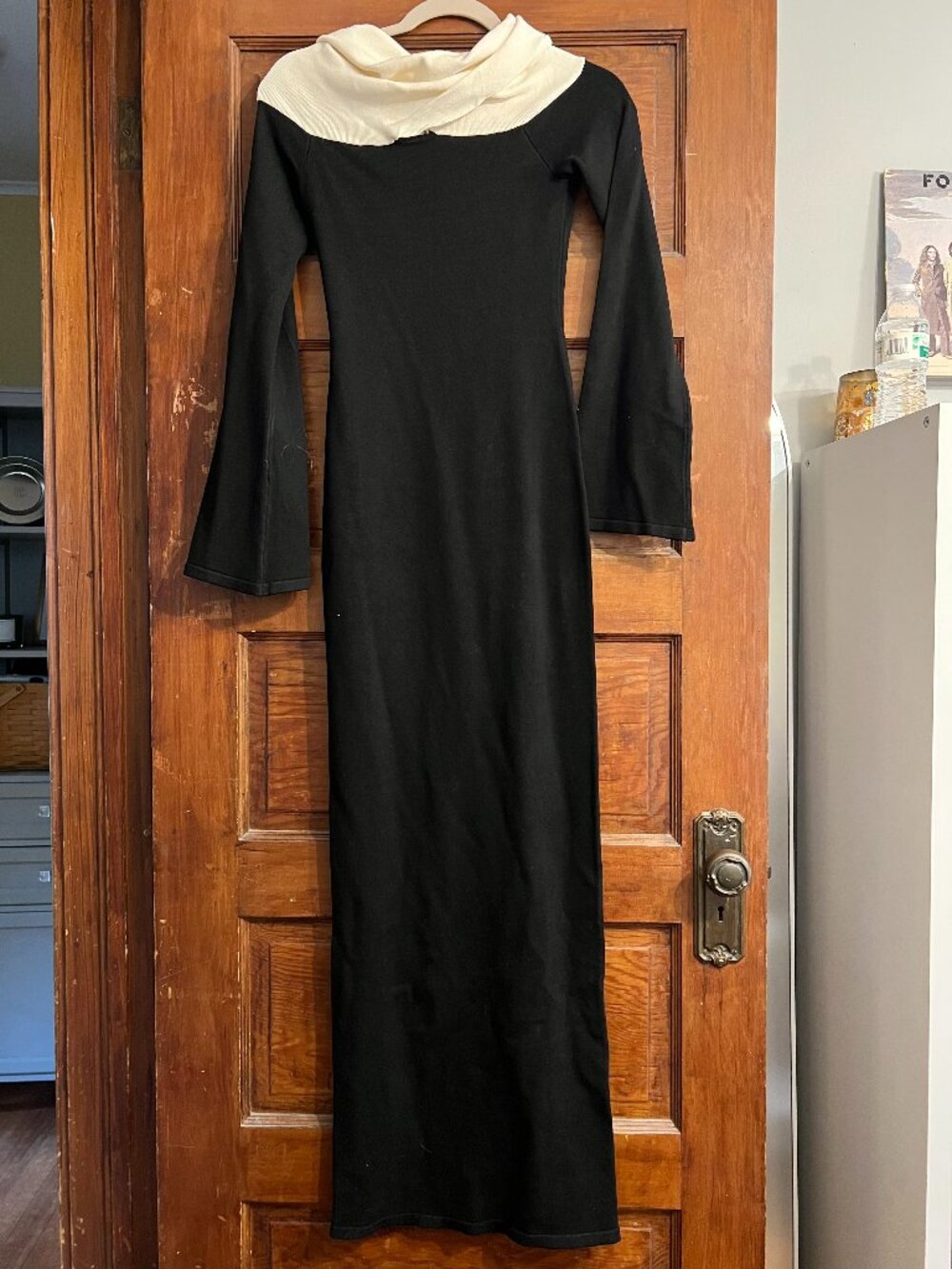 NWT Meshki Women's Yoko Contrast Knit Black/White Maxi Dress Size S